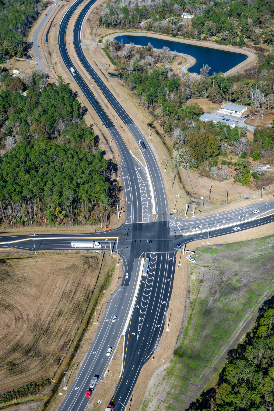 Looking North at South Tie-in at New Brandy Branch Road - Jan 2021